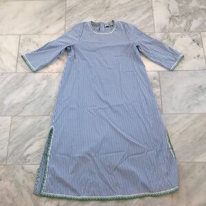 Tuckernuck Blue and White Striped Dress with Green Trim